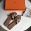 Hermes Oran Flat Slipper Sandals in Togo Leather Light Camel/Brown