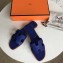 Hermes Oran Flat Slipper Sandals in Togo Leather Electric Blue
