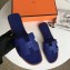 Hermes Oran Flat Slipper Sandals in Togo Leather Electric Blue