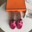 Hermes Heel 5cm Oasis Slipper Sandals in Togo Leather Fuchsia