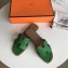 Hermes Oran Flat Slipper Sandals in Togo Leather Bamboo Green