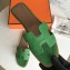 Hermes Oran Flat Slipper Sandals in Togo Leather Bamboo Green