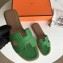 Hermes Oran Flat Slipper Sandals in Togo Leather Bamboo Green