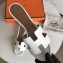 Hermes Heel 5cm Oasis Slipper Sandals in Togo Leather White/Brown