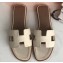 Hermes Oran Flat Slipper Sandals in Togo Leather Creamy