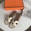 Hermes Oran Flat Slipper Sandals in Togo Leather Creamy