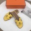 Hermes Oran Flat Slipper Sandals in Togo Leather Yellow/Coffee