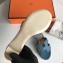 Hermes Heel 5cm Oasis Slipper Sandals in Togo Leather Denim Blue