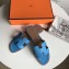 Hermes Oran Flat Slipper Sandals in Togo Leather Light Blue