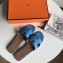 Hermes Oran Flat Slipper Sandals in Togo Leather Light Blue