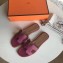 Hermes Oran Flat Slipper Sandals in Togo Leather Antiqued Red