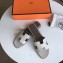 Hermes Oran Flat Slipper Sandals in Togo Leather Pale Gray