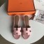 Hermes Heel 5cm Oasis Slipper Sandals in Togo Leather Cherry Pink
