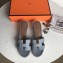 Hermes Heel 5cm Oasis Slipper Sandals in Togo Leather Baby Blue