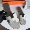 Hermes Oran Flat Slipper Sandals in Togo Leather Pale Gray