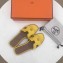 Hermes Oran Flat Slipper Sandals in Togo Leather Yellow/Coffee