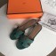 Hermes Heel 5cm Oasis Slipper Sandals in Togo Leather Green
