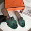 Hermes Heel 5cm Oasis Slipper Sandals in Togo Leather Green