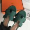 Hermes Heel 5cm Oasis Slipper Sandals in Togo Leather Green