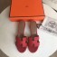 Hermes Heel 5cm Oasis Slipper Sandals in Togo Leather Red