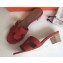 Hermes Heel 5cm Oasis Slipper Sandals in Togo Leather Red