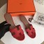 Hermes Heel 5cm Oasis Slipper Sandals in Togo Leather Red