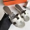 Hermes Heel 5cm Oasis Slipper Sandals in Togo Leather Off White