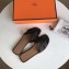 Hermes Oran Flat Slipper Sandals in Togo Leather Black