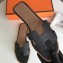 Hermes Oran Flat Slipper Sandals in Togo Leather Black