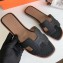 Hermes Oran Flat Slipper Sandals in Togo Leather Black