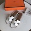 Hermes Oran Flat Slipper Sandals in Togo Leather White