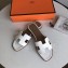 Hermes Oran Flat Slipper Sandals in Togo Leather White