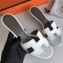 Hermes Heel 5cm Oasis Slipper Sandals in Togo Leather White