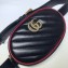 Gucci Diagonal GG Marmont Double G Leather Belt Bag 476434 Black 2019
