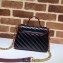 Gucci Diagonal GG Marmont Mini Top Handle Bag 583571 Black 2019