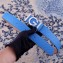 Gucci Width 3.8cm Leather Signature GG Belt with Single G Buckle Sky Blue 2019