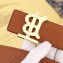 Burberry Width 3.8cm Reversible Monogram Motif Leather Belt Khaki 2019