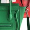 Celine Nano Luggage Bag in Original Drummed Calfskin Bamboo Green with Removable Shoulder Strap