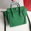 Celine Nano Luggage Bag in Original Drummed Calfskin Bamboo Green with Removable Shoulder Strap