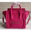 Celine Nano Luggage Bag in Original Drummed Calfskin Fuchsia with Removable Shoulder Strap