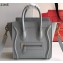 Celine Nano Luggage Bag in Original Drummed Calfskin Light Gray with Removable Shoulder Strap