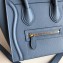 Celine Nano Luggage Bag in Original Drummed Calfskin Denim Blue with Removable Shoulder Strap