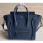 Celine Nano Luggage Bag in Original Drummed Calfskin Royal Blue/Silver with Removable Shoulder Strap