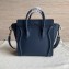 Celine Nano Luggage Bag in Original Drummed Calfskin Royal Blue/Silver with Removable Shoulder Strap