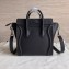 Celine Nano Luggage Bag in Original Drummed Calfskin Black/Silver with Removable Shoulder Strap