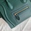 Celine Nano Luggage Bag in Original Drummed Calfskin Dark Green with Removable Shoulder Strap