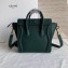 Celine Nano Luggage Bag in Original Drummed Calfskin Dark Green with Removable Shoulder Strap