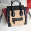 Celine Nano Luggage Bag in Original Black/Drummed Beige/Suede Dark Red with Removable Shoulder Strap