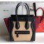 Celine Micro Luggage Bag in Original Black/Drummed Beige/Suede Dark Red
