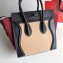 Celine Micro Luggage Bag in Original Black/Drummed Beige/Suede Dark Red